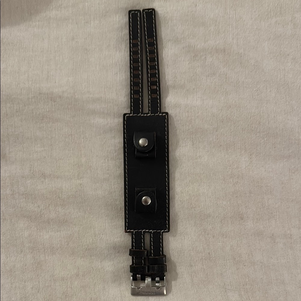 Black Genuine Leather Watch Strap